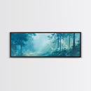 Misty Forest Painting Ethereal Blue Woodland Art Dreamy Nature Landscape Wall Decor Tranquil Aesthetic Bedroom Artwork