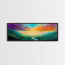 Vibrant Sky Journey Canvas Print, Colorful Sunrise Landscape, Abstract Nature Wall Art, Living Room Decor, Boho Dreamy Sunset Painting