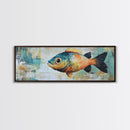 Vibrant Fish Canvas Print Rustic Coastal Wall Art Nautical Painting Beach House Decor Colorful Abstract Aquarium Art Lake House