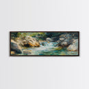 Waterfall Stream, Rocky River, Nature Wall Art, Framed Canvas Print, Cabin Decor, Rustic Landscape, Outdoor Adventure Art, Natural Beauty