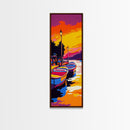 Boat Sunset, City Lights, Colorful Reflection, Waterfront View, Vibrant Colors, Modern Art, Urban Scene, Living Room, Canvas Print