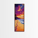 Tropical Beach, Sunset Landscape Art, Framed Canvas Print, Coastal Home Decor, Boho Beach Art, Living Room Wall Art, Summer Vibes