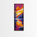 Mountain Reflection, Sunset Lake, Framed Canvas Print, Landscape Wall Art, Nature Home Decor, Serene Outdoor Painting, Bedroom Artwork