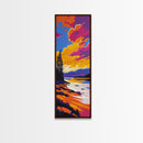 Lakeside Evening, Colorful Nature, Autumn Sunset, Framed Canvas Print, Landscape Wall Art, Living Room Decor, Vibrant Painting