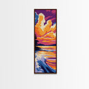 Ocean Sunset Wave, Beach Landscape, Vibrant Seascape, Framed Canvas Print, Coastal Wall Art, Nautical Decor, Summer Home Accent