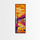 Desert Town Sunset, Southwest Landscape, Vibrant Colors, Framed Canvas Print, Boho Wall Art, Warm Tones, Southwestern Home Decor