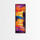 Sunset Pier, Lakeside Art, Vibrant Wall Decor, Summer Evening, Canvas Print, Boho Style, Living Room Art, Nature Inspired