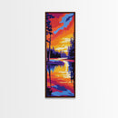 Twilight River, Colorful Reflection, Bold Landscape, Framed Canvas Print, Nature Lover Gift, Vibrant Home Art, Large Wall Art, Boho