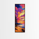 Coastal Sunset, Beach Shoreline, Ocean Landscape, Framed Canvas Print, Tranquil Wall Art, Relaxing Home Decor, Summer Aesthetic, Boho