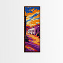 Desert Sunset, Southwest Art, Vibrant Adobe House, Colorful Western Print, Home Decor, Living Room Wall Art, Framed Canvas Print