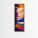 River, Trees, Autumn, Sunset, Framed Canvas Print, Nature Wall Art, Rustic Home Decor, Cabin Art, Fall Landscape, Living Room Wall Art