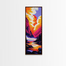 Mountain Sunset, River Reflection, Nature Escape, Framed Canvas Print, Boho Art, Living Room Decor, Scenic Landscape, Vibrant Colors