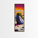 Coastal Rock, Ocean Sunset, Beach Decor, Framed Canvas Print, Vibrant Landscape, Seaside Wall Art, Living Room Art, Rustic Coastal Decor