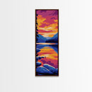 Twilight Lake, Mountain Reflection, Framed Canvas Print, Nature Wall Art, Autumn Landscape, Living Room Decor, Sunset Colors