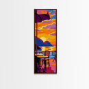 Sunset Balcony, Coastal, Vibrant, Relaxing, Framed Canvas Print, Sunset Art, Coastal Wall Art, Dining Room Decor, Beach Vibes