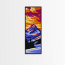 Snowy Mountain, Winter Landscape Wall Art, Rustic Nature Aesthetic, Bedroom Framed Canvas Print, Ski Lodge Accent, Christmas Gift
