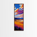 Mountain Meadow, Sunset Landscape, Nature Lover Art, Vibrant Sky Scene, Cozy Cabin Decor, Canvas Print, Bedroom Wall Art