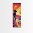 Western Cowboy Art, Canvas Print, Sunset Landscape, Lone Rider Painting, Dramatic Wall Decor, Country Living Room Art, Rustic Style
