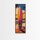 Vibrant Surfboard Art, Framed Canvas Print, Beach Wall Decor, Coastal Living Style, Summer Vibes, Tropical Artwork, Boho Home Decor