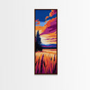 Lake Sunset, Scenic View, Mountain Horizon, Golden Glow, Canvas Print, Nature Wall Art, Living Room Decor, Cozy Rustic Home