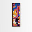 Sailboat, Sunset, Ocean, Reflection, Framed Canvas Print, Nautical Wall Art, Living Room Art, Vibrant Wall Print, Summer Art
