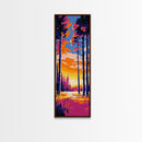 Sunset Forest, Pathway, Framed Canvas Print, Boho Nature Art, Autumn Wall Decor, Living Room Artwork, Forest Painting, Vibrant Art