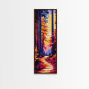 Autumn Forest, Sunset Glow, Framed Canvas Print, Cozy Home Decor, Fall Aesthetic Art, Serene Nature Artwork, Vibrant Tree Painting