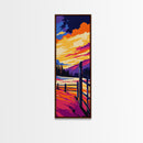 Country Sunset, Rustic Fence, Autumn Decor, Framed Canvas Print, Farmhouse Wall Art, Landscape Print, Living Room Art, Western Style