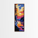 Mountain Lake Sunset, Vibrant Nature Art, Autumn Landscape Print, Cozy Cabin Decor, Scenic Wall Art, Framed Canvas Print