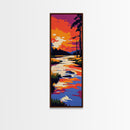 Sunset River Landscape, Vibrant Fall Art, Warm Nature Print, Relaxing Home Decor, Rustic Cabin Wall Art, Framed Canvas Print
