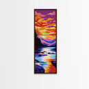 River Sunset Glow, Vibrant Landscape Print, Serene Water Reflection Art, Rustic Wall Decor, Autumn Art, Framed Canvas Print