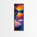 Tranquil Lake, Sunset Serenity, Vibrant Art, Framed Canvas Print, Home Office Wall Art, Boho Art, Autumn Decor, Gift Idea