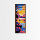 Serene River, Vibrant Sky, Mountain View, Framed Canvas Print, Cabin Wall Art, Fall Home Decor, Nature Artwork, Gift Idea