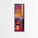Grand Piano View, Music Lovers Art, Sunset Landscape, Framed Canvas Print, Elegant Home Decor, Living Room Art, Warm Colorful Aesthetic