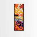 Beach Crab Art, Coastal Wall Decor, Ocean Scene, Framed Canvas Print, Vibrant Beach Painting, Nautical Home Art, Warm Color Palette