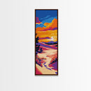 Desert Sunset Path, Warm Scenic Art, Serene Nature Print, Framed Canvas Print, Vibrant Boho Decor, Southwest Landscape, Earthy Tones