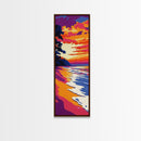 Sunset Beach Waves, Coastal Landscape, Vibrant Ocean Scene, Framed Canvas Print, Nautical Wall Art, Modern Beach Decor, Warm Aesthetic