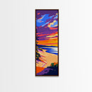 Serene Beach Sunset, Coastal Wall Art, Ocean Landscape, Framed Canvas Print, Vibrant Seascape, Relaxing Home Decor, Modern Aesthetic