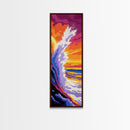 Ocean Wave Crash, Dramatic Seascape, Vibrant Coastal Art, Framed Canvas Print, Nautical Home Decor, Bold Colorful Aesthetic, Beach House