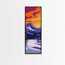 Snowy Mountain, Winter Landscape, Framed Canvas Print, Cozy Wall Art, Christmas Decor, Nature Art, Bedroom Wall Art, Cabin Decor
