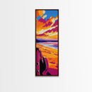 Cowboy Beach, Western Art, Framed Canvas Print, Sunset Coastal Decor, Rustic Wall Art, Vibrant Painting, Beach Aesthetic