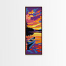 Canoe Lake, Peaceful Sunset, Framed Canvas Print, Rustic Cabin Decor, Minimalist Landscape, Living Room Wall Art, Nature Painting