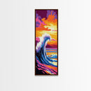 Ocean Wave, Surfing Art, Framed Canvas Print, Beach House Wall Art, Coastal Home Decor, Nautical Wall Art, Vibrant Seascape Painting