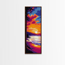 Beach Sunset, Ocean Waves, Vibrant Colors, Framed Canvas Print, Coastal Wall Art, Tropical Art, Bedroom Decor, Summer Painting