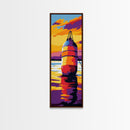 Buoy on Water, Nautical Scene, Sunset Reflection, Ocean Colors, Framed Canvas Print, Coastal Home Decor, Beach House Wall Art, Gift