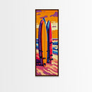 Retro Surfboards, Beach Wall Art, Vibrant Ocean Print, Colorful Coastal Decor, Living Room Art, Surf Aesthetic, Framed Canvas Print