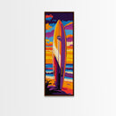 Sunset Surfboard, Ocean Wall Art, Coastal Living Decor, Vibrant Beach Painting, Surfer Aesthetic, Tropical Art, Framed Canvas Print