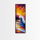 Giant Wave, Surf Art, Ocean Wall Decor, Beach House Print, Vibrant Seascape Painting, Nautical Aesthetic, Framed Canvas Print
