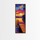 Lakeside Dock, Sunset Wall Art, Serene Nature Decor, Peaceful Landscape Print, Relaxing Cabin Aesthetic, Warm Tones, Framed Canvas Print