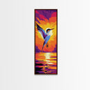 Soaring Bird, Sunset Wall Art, Nature Wildlife Print, Majestic Flight Painting, Bold Sky Colors, Living Room Accent, Framed Canvas Print